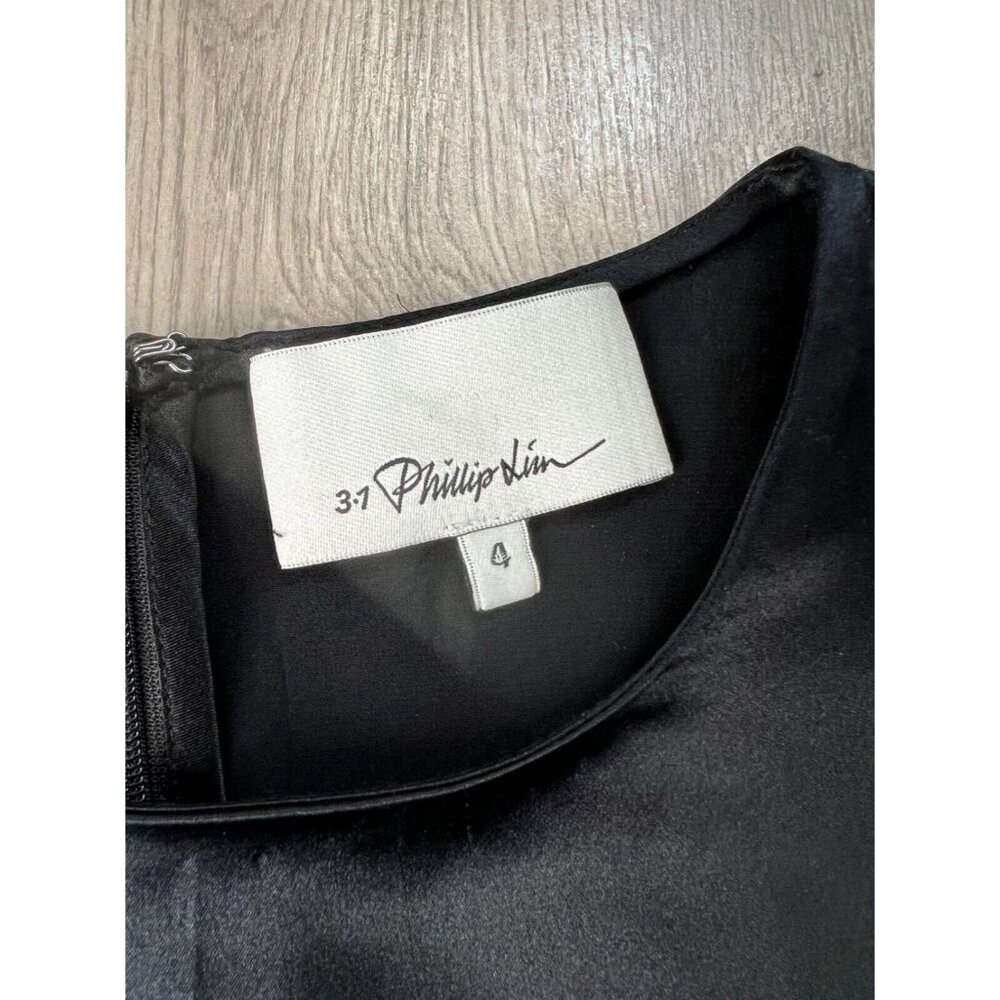 $695 3.1 Phillip Lim Women's Black Round Neck Sleeveless Silk Belt Dress Size 4 - Picture 3 of 9